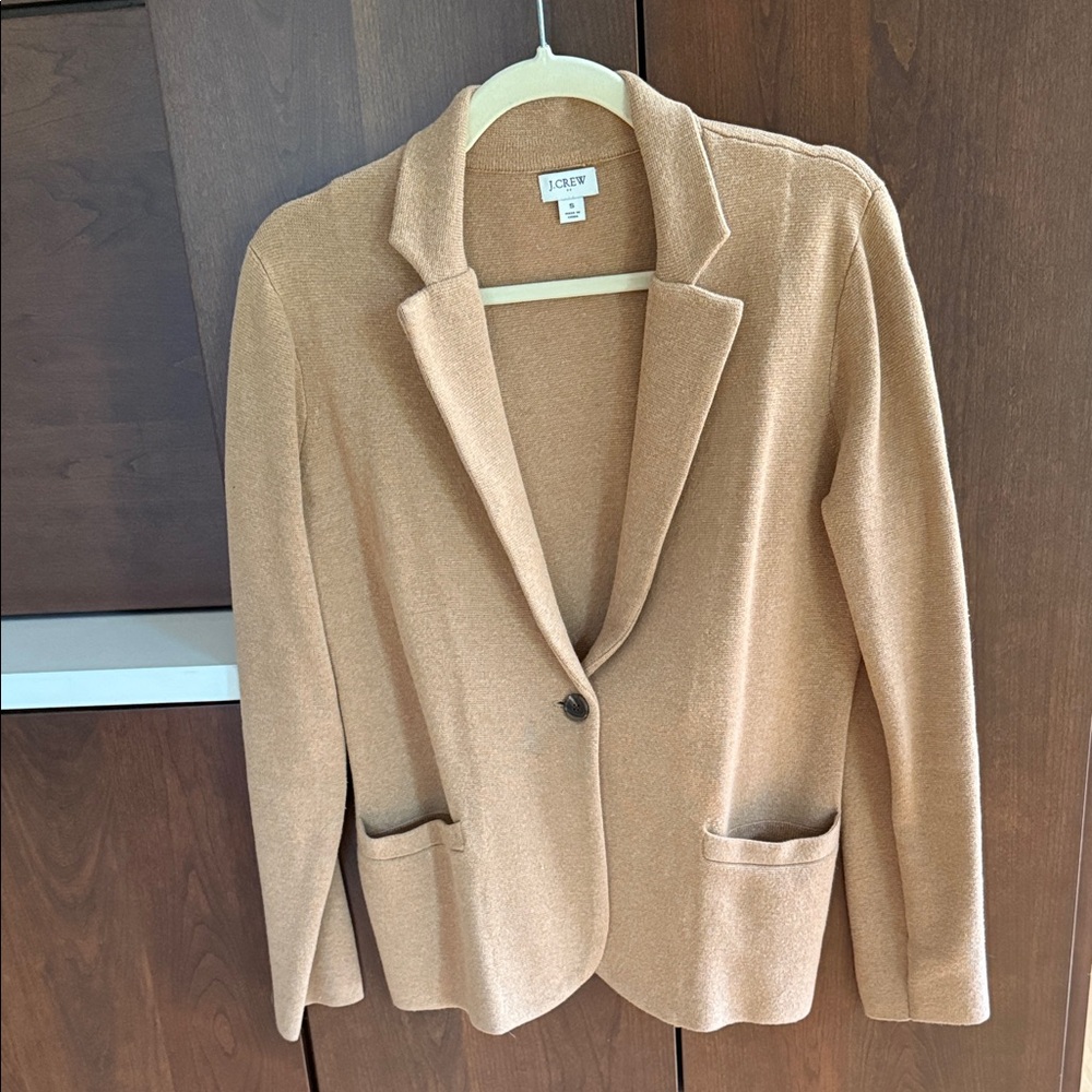 J. Crew Camel Knit Single-Button Blazer